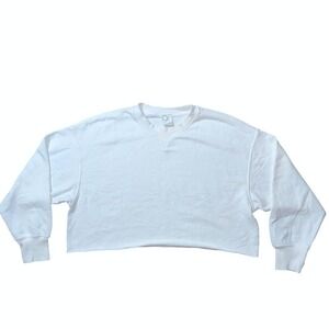 OFFLINE by Aerie Womens White Cropped Crew Neck Sweatshirt Size M 5734336532